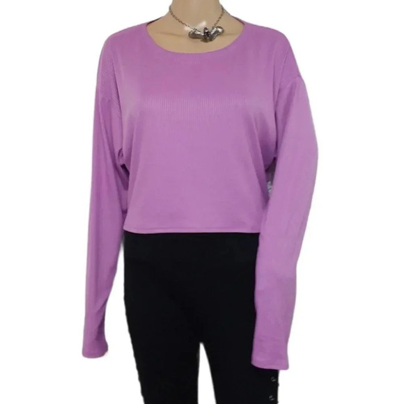Abound Tops - Abound Cropped Rib Knit Shirt